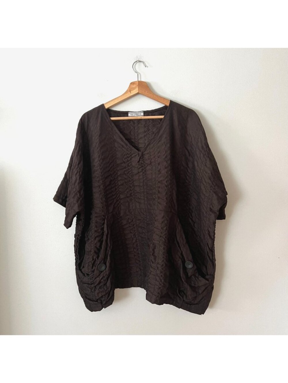 Transparente Germany Dark Brown V-Neck Tunic Lagenlook Women's One Size